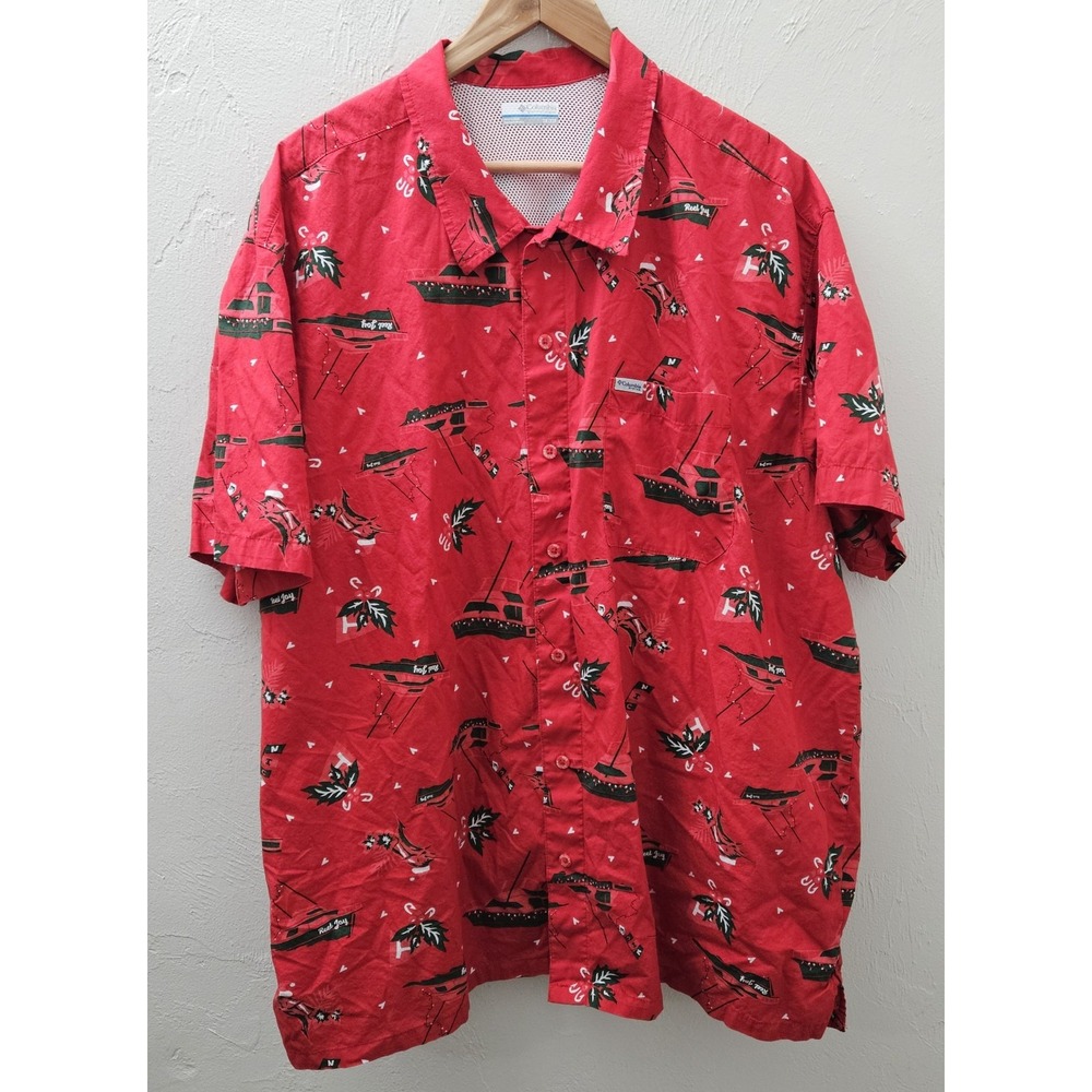 Columbia PFG Fishing Shirt Holiday Trollers Best Christmas Size 3X Big‎ & Tall